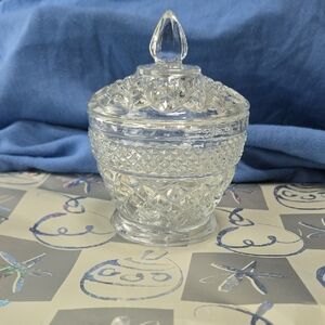 Intricate Clear Glass Lidded Jar